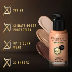Facefinity All Day Flawless 3 In 1 Foundation, N77