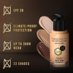 Facefinity All Day Flawless 3 In 1 Foundation, W44