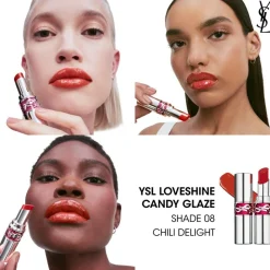 YSL Loveshine Candy Glaze Lipgloss Stick, 8 Chili Delight