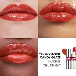YSL Loveshine Candy Glaze Lipgloss Stick, 8 Chili Delight